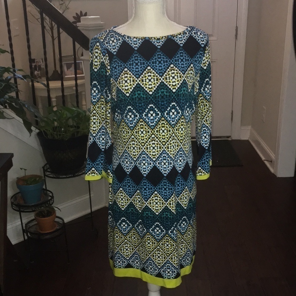Elija J geometric print sheath dress